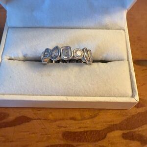 Sterling CZ anniversary band SZ 11 stones are various shapes